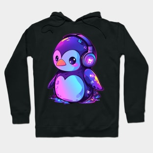 Cute Penguin With Headphones Hoodie